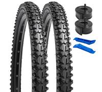 YunSCM 2-PCS 24" MTB Bike Tyres 24x1.95 Bicycle Tyres and 24inch Bike Tubes Schrader Valve, Compatible with 50-507 24x1.90 24x1.95 24x2.0 Mountain/Off Road Bike Bicycle Tires & Tubes