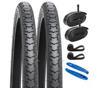 YunSCM 2-Pcs 26" Bike tyres 26x1 3/8 (37-590) and 26" Bike Inner Tubes AV32mm Schrader Valve, Compatible with 26 x 1 3/8 Road Bike/Bicycle Tires and Tubes (Y-1127)