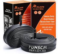 YunSCM 2-PCS 26" Heavy Duty Bike Tubes 26x1.0 26x1.10 26x1.25 26x1.50 25/40-559 Inner Tubes AV32mm Schrader Valve Compatible 26x1.0/1.10/1.25/1.50 Wheelchair Mountain Road Bike Bicycle Inner Tubes
