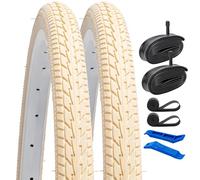 YUNSCM 2-PCS 26x1 3/8 (37-590) Bike Tires and 26x1 3/8" Heavy Duty Bike Tubes Schrader Valve with 2 Rim Strips Compatible with 26 x 1 3/8 26x1 3-8 Bike Bicycle Tires and Tubes (Y-1069)