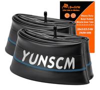 YunSCM 2-PCS 26x3 Heavy Duty Fat Bike Tubes 26x3.0 26x3.50 76/90-559 26" E-Bike Fat Tyre Tubes AV32mm Schrader Valve Compatible with 26x3.0/3.5 Mountain/Road/e Bike/Bicycle Tube