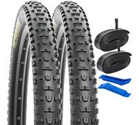 YunSCM 2-PCS 27.5" Bike Tyres 27.5x2.25 Tires 57-584 and 27.5" Heavy Duty Bike Tubes Schrader Valve, Compatible with Mountain/Off Road Bike 27.5x2.20 27.5x2.25 27.5x2.30 Bicycle Tires and Tubes