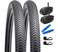 YunSCM 2-PCS 27.5" Mountain Bike Tyres 27.5x2.10 52-584 and 27.5inch Bike Inner Tubes AV33mm Schrader Valve Compatible with 27.5x2.1 27.5x2.125 Gravel/Mountain/MTB Bike Tyres