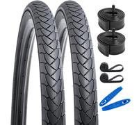 YUNSCM 2-PCS 27.5" Road Bike Tires 27.5X1.75/47-584 and 27.5" Heavy Duty Bike Tubes Schrader Valve AV32mm Compatible with 27.5x1.75 Bike Bicycle Tires and Tubes (Y-846)