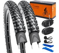 YunSCM 2-PCS 27.5x2.10 MTB Bike Tyres 54-58 60TPI Nylon Anti-puncture Tyres 27.5 inch with 27.5 Bike Tubes FV48mm Valve, Compatible 27.5x2.10 27.5x2.125 27.5x2.20 Mountain/Gravel Bicycle Tyres