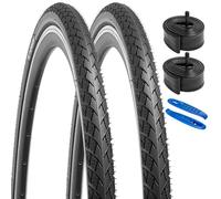 YunSCM 2 Pcs 60TPI 26'' Bike Tyres 26x1.50 Tires 40-559 Nylon Anti-puncture and 26'' Bike Tubes AV32mm Schrader Valve 2 Rim Strips, Compatible with 26x1 3/8 26x1.50 26x1.60 Bike Tires & Tubes W3109