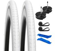 YUNSCM 2-PCS 700C Road Bike Tyres 700x28C/28-622 28x1 5/8x1 1/8 and 700C Heavy Duty Bike Tubes FV60mm Presta Valve Compatible with 700x26C 700x28C 700x30C Bike Bicycle Tires and Tubes