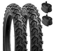 YunSCM 2-Pcs Foldable 14 inch Bike Tyres 14x2.125 Tires 57-254 and 14 inch Inner Tubes AV32mm Valve Compatible with 14x1.95 14x2.10 14x2.125 14x2.25 Mountain Bike Tyres and Tubes