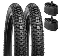 YunSCM 2-Pcs Foldable 16" Bike Tyres 16x2.125 Tires 57-305 and 16" Bike Tubes AV32mm Scharder Valve Compatible with 16x1.95 16x2.10 16x2.125 16x2.25 Bike Bicycle Tyres and Tubes