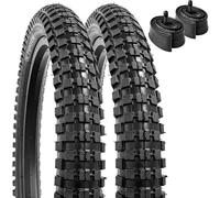 YunSCM 2-PCS Foldable 16 inch Bike Tyres 16x2.40 64-305 Bicycle Tyres and 16 inch Tubes Schrader AV32mm Valve, Compatible with 16x2.35 16x2.40 Bicycle Tyres & Tubes