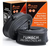 YunSCM 2 PCS Heavy Duty 28/29 inch Bike Inner Tubes 28/29x1.75 28/29x1.85 28/29x1.95 28/29x2.125 28/29x2.30 28/29x2.40 ETRTO 45/62-622 AV32mm Schrader Valve Compatible 28/29x1.75/2.40 Bike Tube