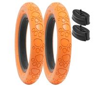 YunSCM 2PCS 12.5'' Orange Kid's Bike Tyres 12 1/2x2 1/4 (12.5x2.25) Tires 57-203 with Schrader Valve Inner Tubes, Compatible with 12.5'' Kids Bikes