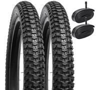 YunSCM 2PCS 16" Kid Bike Tyres 16x1.75 Tires 47-305 and 16" Heavy Duty Bike Tubes AV32mm Schrader Valve Compatible with Mountain/Off Road 16x1.75 Bicycle Tyres and Tubes