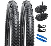 YunSCM 2PCS 27.5" Bike Tyres 27.5x2.40 Tires 60-584 and 27.5" Heavy Duty Inner Tubes Schrader Valve AV32mm,Compatible with 27.5x2.35 27.5x2.40 Bike Bicycle Tyres and Tubes(W-2033)
