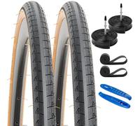YunSCM 2PCS 28 inch Bike Tyres 28x 1 5/8 28x1.10 700x28C ETRTO 28-622 and 700C Heavy Duty Inner Tube FV60mm Presta Valve Compatible Road Bicycle 700x25C 700x28C 700x30C bike Tire Tubes| Gum Color