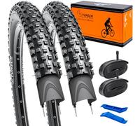 YunSCM 2Pcs 60TPI Foldable 26 inch Bike Tyres 26x2.10 Tires 54-559 and 26 Inner Tubes Compatible with 26x2.0 26x2.1 26x2.125 26x2.20 Off Road/MTB/Mountain Bike Bicycle Tires| Nylon Anti-puncture