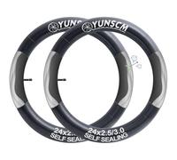 YunSCM 2Pcs 64/76-507 Self-Sealing 24 inch Fat Bike Inner Tubes 24x2.5 24x3.0 AV32mm Schrader Valve Automatic Repair Puncture Resistant Tube Compatible 24x2.5/3.0 Fat Bicycle Tyre Inner Tube