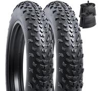 YunSCM 2Pcs Foldable 20 inch Bike Tyres 20x4.0 Tires and 20 inch Inner Tubes AV32mm Valve Compatible with 20x4.0 electric bikes, Road bikes, city bikes Bicycle Bike Tyre