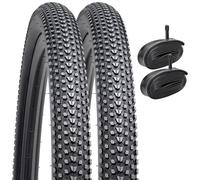 YunSCM 2PCS Foldable 26 inch Bike Tyres 26x2.10 52-559 and 26 inch Bike Tubes AV32mm Schrader Valve Compatible 26x2.0 26x2.10 26x2.125 Road/Mountain Bicycle Tires and Tubes