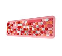 Yunseity 2.4G Wireless Keyboard Mouse Combo, Retro Round Keycap Cute Aesthetic Keyboard, 110 Keys QWERTY Typewriter Keyboard (666 pink mixed color wireless set)