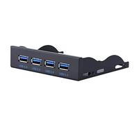 Yunseity 4 Ports USB 3.0 Front Panel Hub, 3.5 Inch Floppy Bay Internal Metal USB Hub Front Panel with 19 Pin to 4 USB 3.0 Hub Ports, for Computer Case