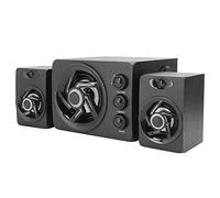 Yunseity Computer Speakers, 1*Main Speaker+2*Sub Speakers, PC Computer Speakers with 7 LED Lights, 3D Stereo System with 3.5MM Interface, for Turntable/CD Player/PC/Laptop/TV