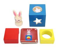 Yunseity Educational Baby Wooden Puzzle Block Game Toy, Non- Water-Based Paint Surface, Perfect Early Childhood Toy for Hand Eye Coordination and Logical Thinking, 3-5 Years Old (Bunny Magic Box)
