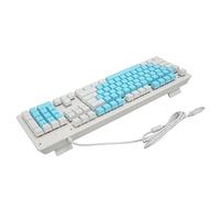 Yunseity Gaming Keyboard, Quick Response Plug and Play 4.9ft Wired Keyboard Mechanical Switch 104 Keys Wired USB Connection for Office (Red Switch(Blue White Keycaps))