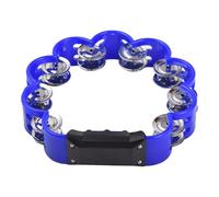 Yunseity Hand Cranked Metal Bell Sound Percussion Tambourine Smooth Design Ergonomic Handle for Home School Party, Black/Red/Blue/Green (Blue)