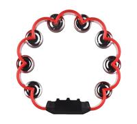 Yunseity Hand Cranked Metal Bell Sound Percussion Tambourine Smooth Design Ergonomic Handle for Home School Party, Black/Red/Blue/Green (Red)