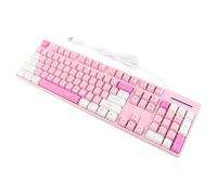 Yunseity Keyboard, Cute Keyboard 3 Color Keycaps Stylish USB Interface for 7 for Game (Pink)