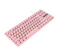 Yunseity Mechanical Gaming Keyboard, USB Wired Punk Typewriter Style Light Up Keyboard, 87 Keys Round Keycaps Keyboard with Colorful Backlit, for Windows, Mac (Pink)