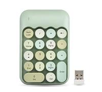 Yunseity Mechanical Numeric Keypad, 2.4G Wireless 18-Key Number Pad, Mixed Color Cute Retro Numpad Keyboard, Financial Accounting Keyboard for Windows XP/7/8/10 PC, Laptop(Green)