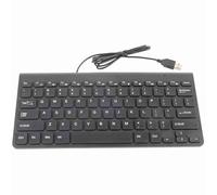 Yunseity Mini USB Wired Keyboard and Optical Mouse Combo for PC Laptop, Ultra Thin Compact Set with 1.3 Meter Cord and Round Keycaps for Office Work and Entertainment (Black)