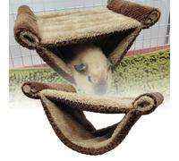 Yunseity Pet Plush Hanging Hammock Double Layer Easy to Clean Bed for Hamsters, Soft Fleece Material, Fun Jumping Platform, Suitable for Climbing Pets (Coffee Color)