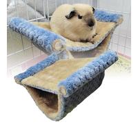 Yunseity Pet Plush Hanging Hammock Double Layer Easy to Clean Bed for Hamsters, Soft Fleece Material, Fun Jumping Platform, Suitable for Climbing Pets (Blue)