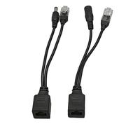 Yunseity Poe Splitter Adapter, Plug and Play Poe Splitter Adapter Abs and Gum Easy to Install for Office (Black)