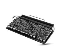 Yunseity Retro Typewriter Keyboard, 83 Keys Punk Round Keys Bluetooth Mechanical Gaming Keyboard, RGB Backlit Keyboard for PC, Tablet, for iOS, Devices(Black)