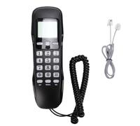 Yunseity Retro Wall Mounted Landline Phone, Corded Telephone with 38 Group Call Memory, LCD Display DTMF FSK, Plug and Play No Power for Kitchen Garage Home (Black(English Version))