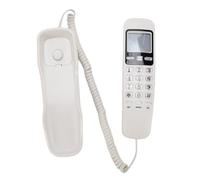 Yunseity Retro Wall Mounted Landline Phone, Corded Telephone with 38 Group Call Memory, LCD Display DTMF FSK, Plug and Play No Power for Kitchen Garage Home (White(English Version))