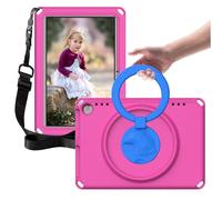 Yunseity Shockproof Tablet Case for Fire HD 8 / HD 8 Plus 2020 2022, EVA Hard Shell Protective Cover with Rotatable Folding Handle Stand for Kids Toddlers (Rose Red)