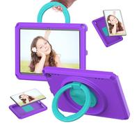 Yunseity Shockproof Tablet Case for Fire HD 8 / HD 8 Plus 2020 2022, EVA Hard Shell Protective Cover with Rotatable Folding Handle Stand for Kids Toddlers (Light Purple)