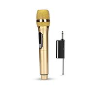 Yunseity Wireless Microphone, Handheld Dynamic Karaoke Microphone with LED Screen, Handheld Mic System with Receiver, for Home, Party, Singing, Outdoor(Gold)