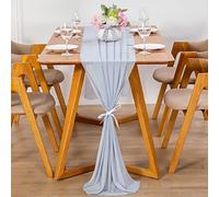 YUNSHANGHE Modern Chiffon Table Runner, 70 x 600 cm, Washable Tablecloth, Wedding Decorative Fabric Table Runner, Table Decoration for Wedding, Birthdays, Communion (Haze Blue)