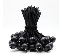 YUNSHANGHE Pack of 50 Black 20 cm Elastic Bungee Cords with Ball, Rubber Straps with Ball, Tent Rubbers Expander Loops for Tarpaulins, Posters, Tent Banner Gazebos
