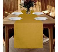 YUNSHANGHE Table Runner Waterproof 40 x 180 cm Modern Linen Look Washable Yellow
