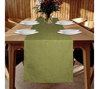 YUNSHANGHE Table Runner Waterproof 40 x 240 cm Table Runner Spring Modern Linen Look Washable Table Runner Perfect for Dining Room Party Holiday Decoration (Green)