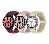 Yunshare Braided Straps Compatible with Samsung Galaxy Watch 7/6/5/4/FE 40mm 44mm/Watch 6 Classic 43mm 47mm/Watch 5 Pro 45mm/Watch 4 Classic 42mm 46mm, 3 Pack Elastic Replacement Bands Women Men