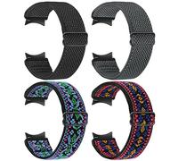 Yunshare Elastic Watch Straps Compatible with Samsung Galaxy 6/5/4 40mm 44mm/Galaxy 6 Classic 43mm 47mm/Watch 5 Pro 45 mm/Galaxy 4 42mm 46mm Stretch Nylon Solo Loop, Black+Grey+Boho Blue+Boho Red