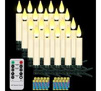 Yunsheng Pack of 20 LED Christmas Tree Candles Wireless with Remote Control Timer, Battery Operated Flameless Flickering Christmas Candles, IP64, (Includes 20 Batteries)